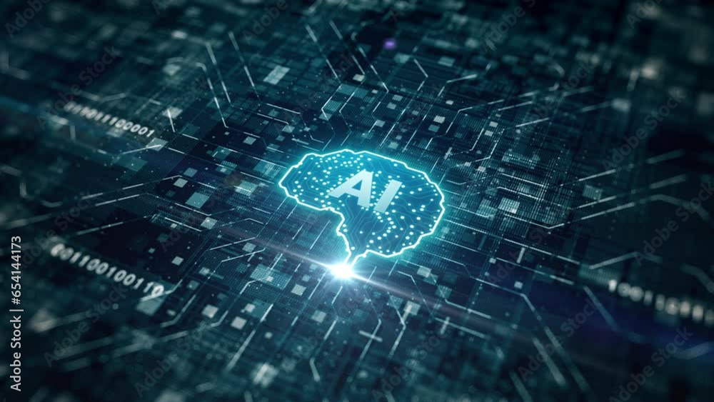 Futuristic Cyber Technology Innovation, Artificial intelligence concept, Brain over the circuit board, Deep learning modern computer technology, Technology digital abstract background 4k