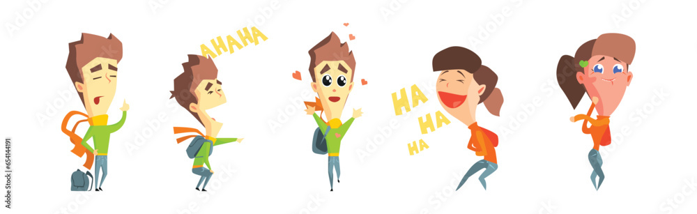 Funny Comic Man and Woman Character with Different Face Expression Vector Set Funny Comic Man and Woman Character with Different Face Expression Vector Set