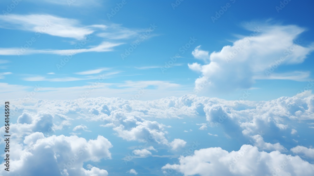 Vivid blue sky adorned with fluffy white clouds
Vivid blue sky adorned with fluffy white clouds
