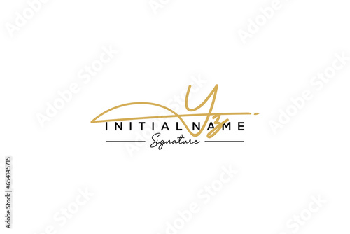Initial YZ signature logo template vector. Hand drawn Calligraphy lettering Vector illustration. photo