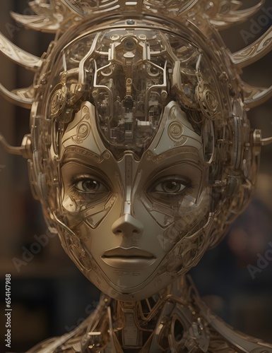 Holiday Enchantment Robot Face Artistry in 4K Generative AI