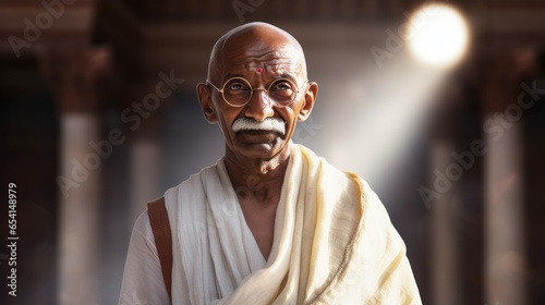 Portrait of leader Mahatma Gandhi.generative ai
 photo