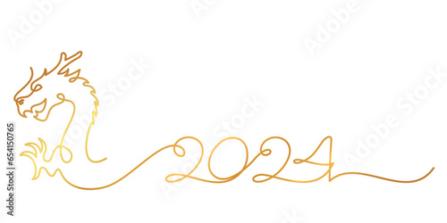 chinese new year dragon. line art style vector eps 10