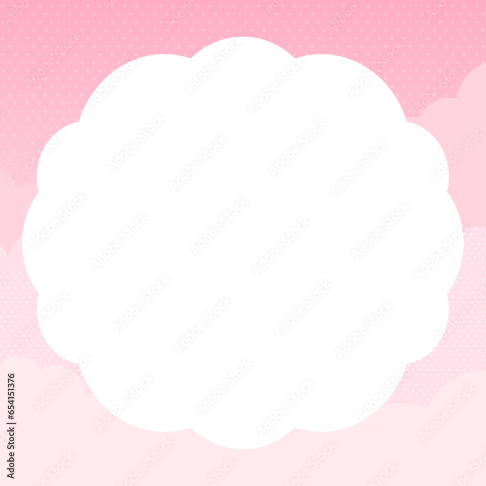 ピンク色の雲・空　フレーム・背景素材（正方形）