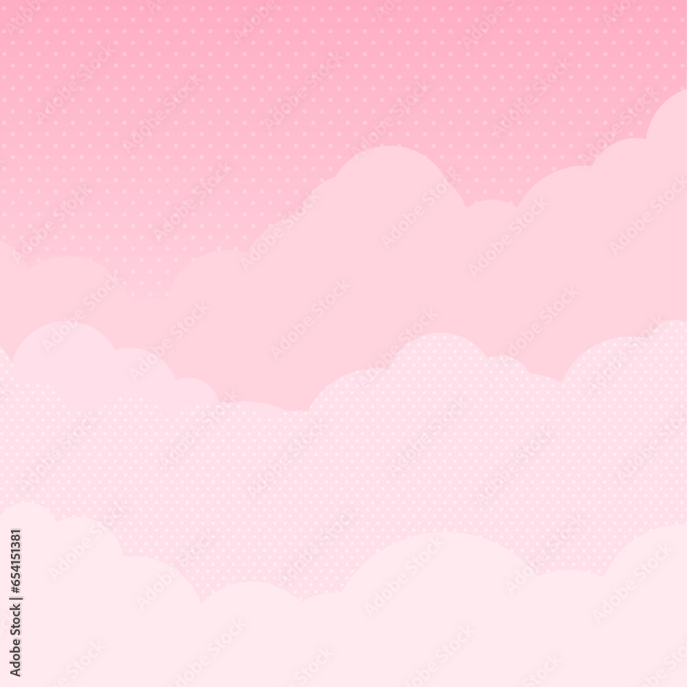 ピンク色の雲・空　背景素材（正方形）