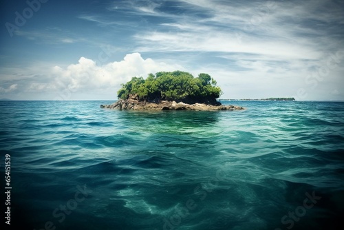 Island floating in the ocean. Generative AI
