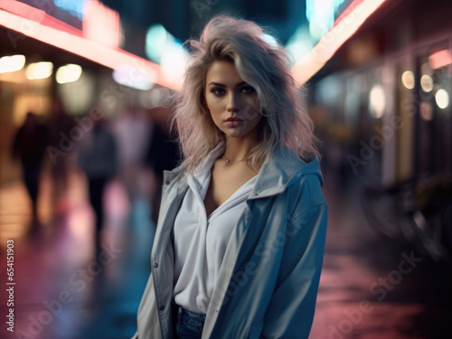 Wallpaper Mural Beautiful cyberpunk woman at urban street. Torontodigital.ca