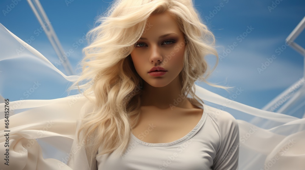 Beautiful woman blonde hair at outdoor.