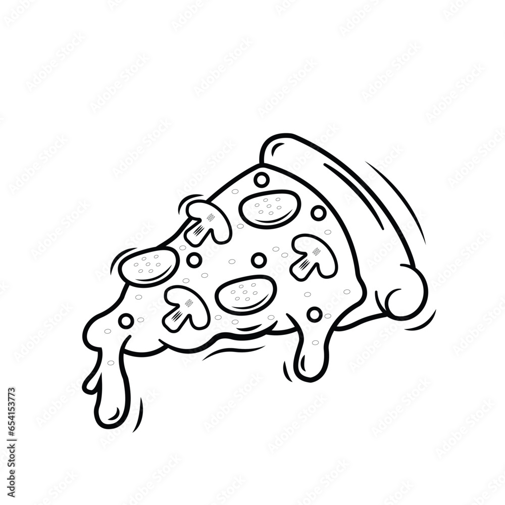Obraz premium pizza line art