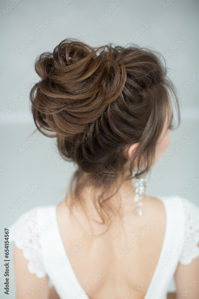 Wedding beautiful hairstyle on dark hair 