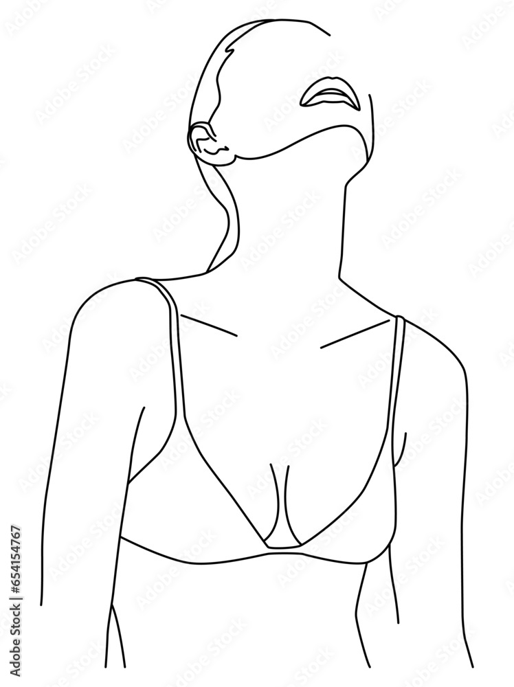 Fototapeta premium Female figure. Linear drawing, a linear drawing of a beautiful female body