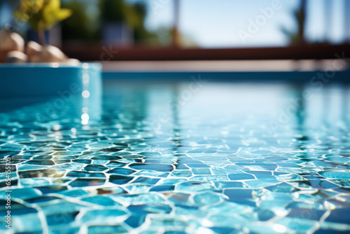 Stunning mosaic tile designs in modern pool interiors background with empty space for text 