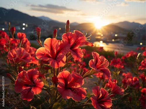 flowers in the mountains, sunset in mountains © نيلو ڤر