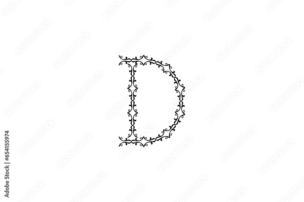 Letter A Floral with Flower decoration. Elegant Alphabet  with botanic element for wedding invitation and card design composition.