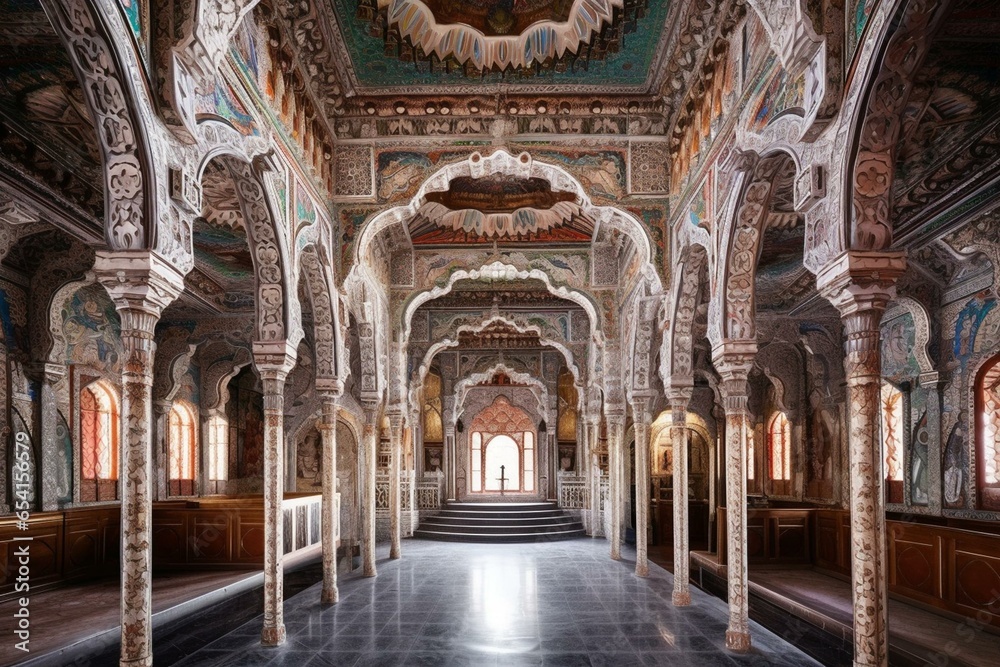 A worship place adorned with intricate designs and beautiful architecture. Generative AI