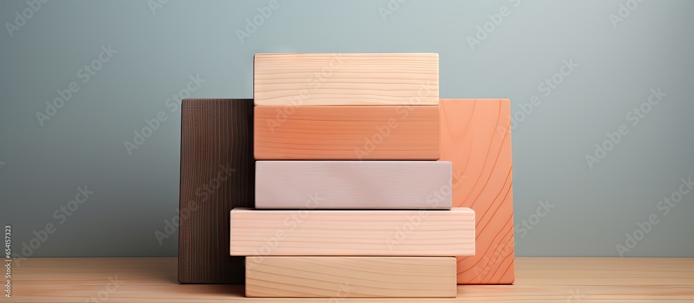 Pile of wooden planks isolated pastel background Copy space Pile of wooden planks isolated pastel background Copy space