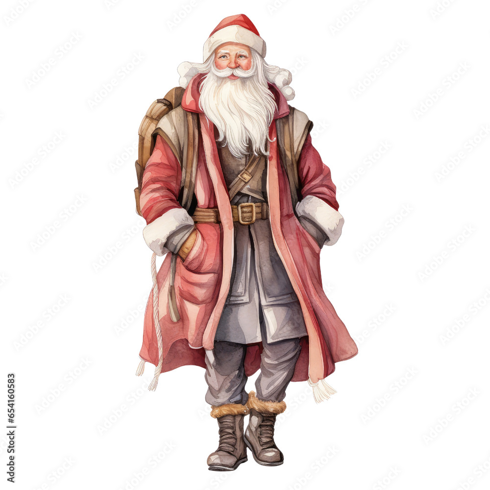 Watercolor Santa Claus Christmas Clipart (AI Generated)