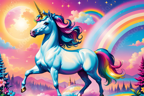 A colorful illustration of a unicorn