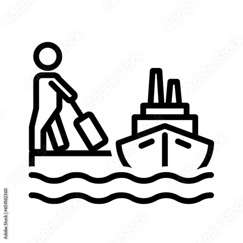Black line icon for Disembark