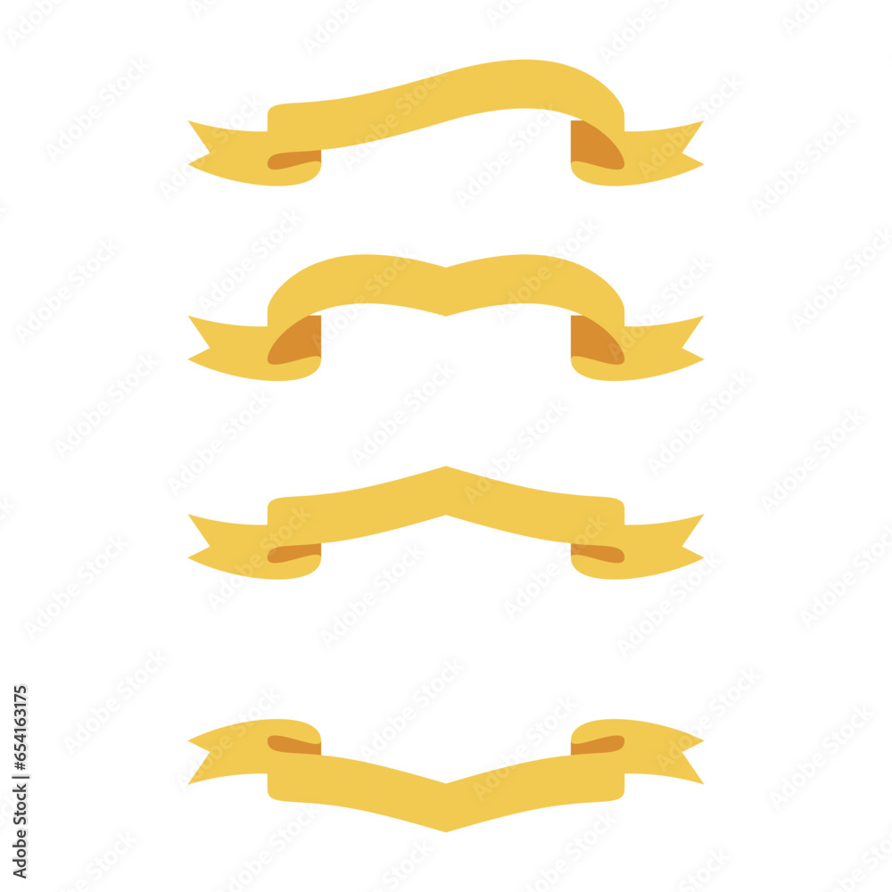 Set of gold ribbon banners isolated on white background. Vector illustration. Set of gold ribbon banners isolated on white background. Vector illustration.