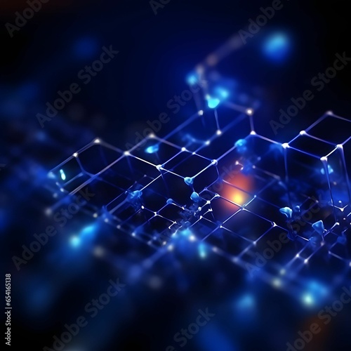 Science and Technology Background with Blue Wireframe