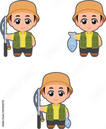 Chibi Cute Character fisherman