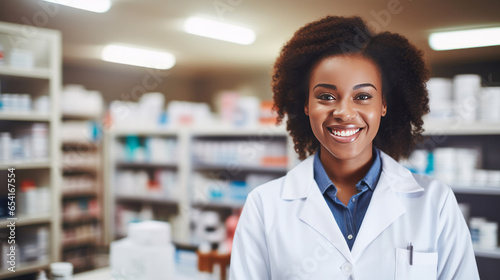 ai generated  portrait of a female pharmacist photo