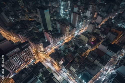 nighttime cityscapes captured from above. Generative AI © Brian