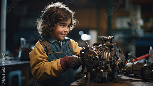 Child Pretending to Be a Mechanic