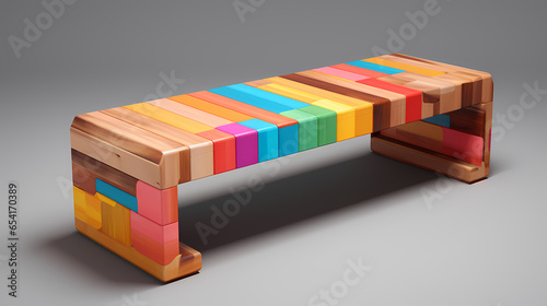 Vibrant Wood Bench with 8K Resolution - LGBT design