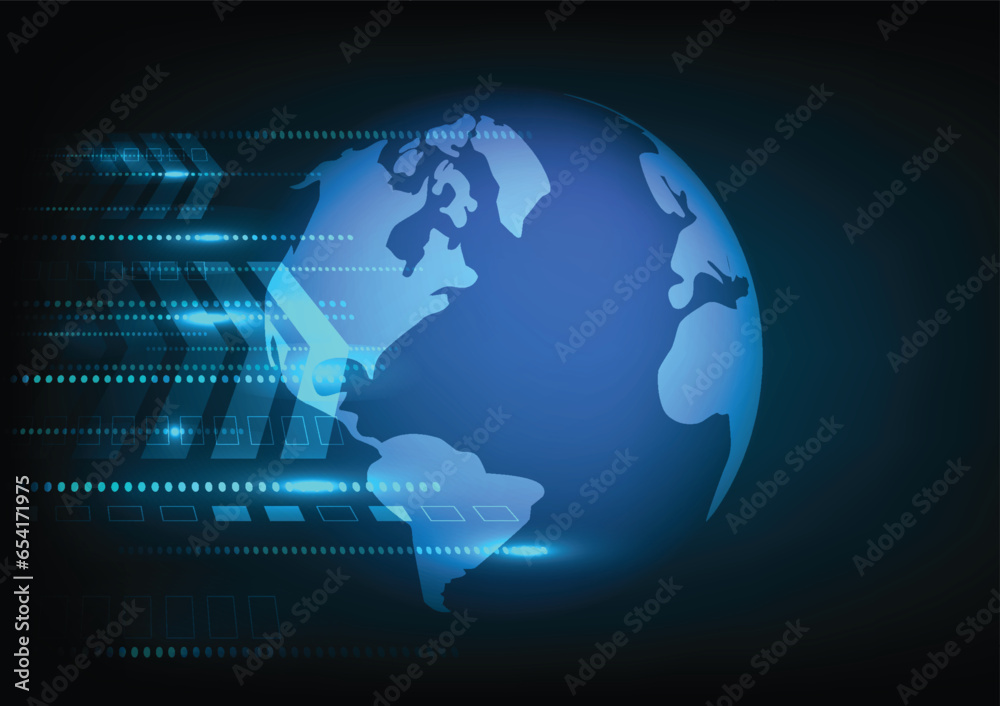 Vector. Map of the planet. World map. Global social network. Future. Blue futuristic background with planet Earth. Internet and technology. Vector. Map of the planet. World map. Global social network. Future. Blue futuristic background with planet Earth. Internet and technology.