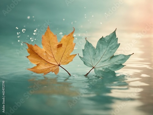 Autumn Leaves on Water  Falling Down  Autumnal Season  using Generative Ai