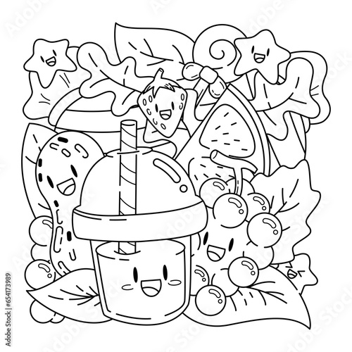 Drink coloring page kawaii illustration