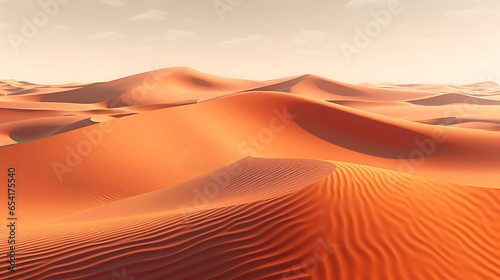 Rippling desert sands under a blazing sun, creating a mesmerizing texture of undulating patterns and shadows © Alin