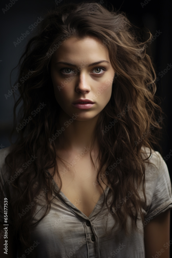 Portrait of a gorgeous looking young woman with dark hair Portrait of a gorgeous looking young woman with dark hair