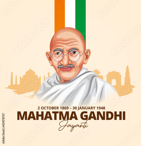 Vector banner template design of a freedom fighter Jayanti who promoted non-violence