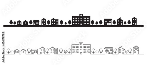 シンプルな街並みのイラストセット
