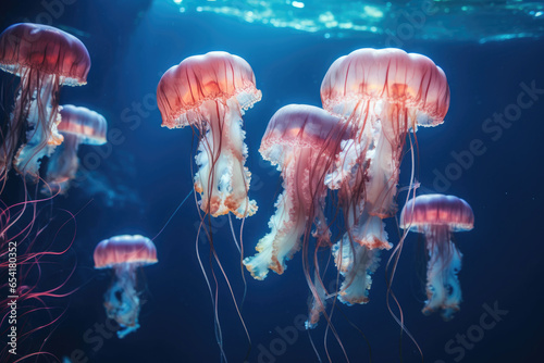 Group of jellyfish floating in the water © Venka