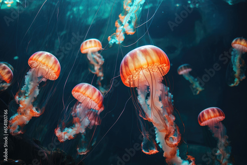 Group of jellyfish floating in the water © Veniamin Kraskov