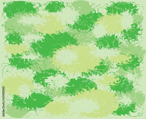 Twirl pattern. Twisted and distorted vector texture in trendy style. Green spots and splashes.
