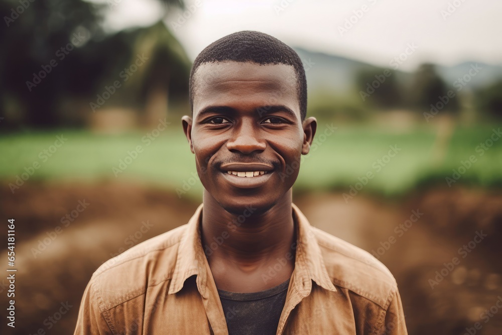 Black farmer worker portrait. Happy person. Generate Ai Black farmer worker portrait. Happy person. Generate Ai