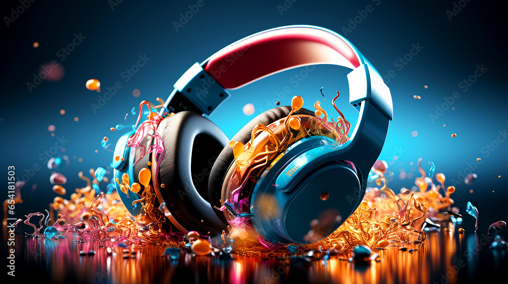 Abstract headphones from the future with a solid background - obrazy, fototapety, plakaty 