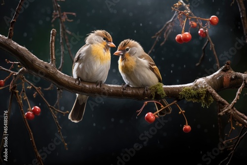 two birds squawking on a tree branch © Alfazet Chronicles