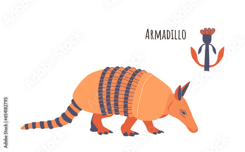 Cute armadillo. Vector illustration isolated on white background