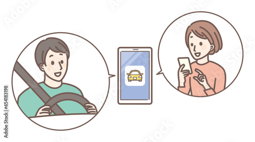 simple illustration of ride share service