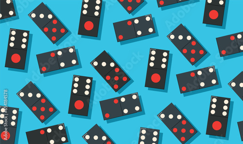 Domino pieces background. Board game vector illustration