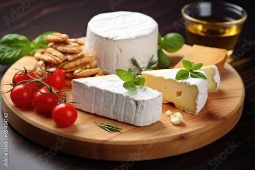 lactose-free cheese on a wooden board