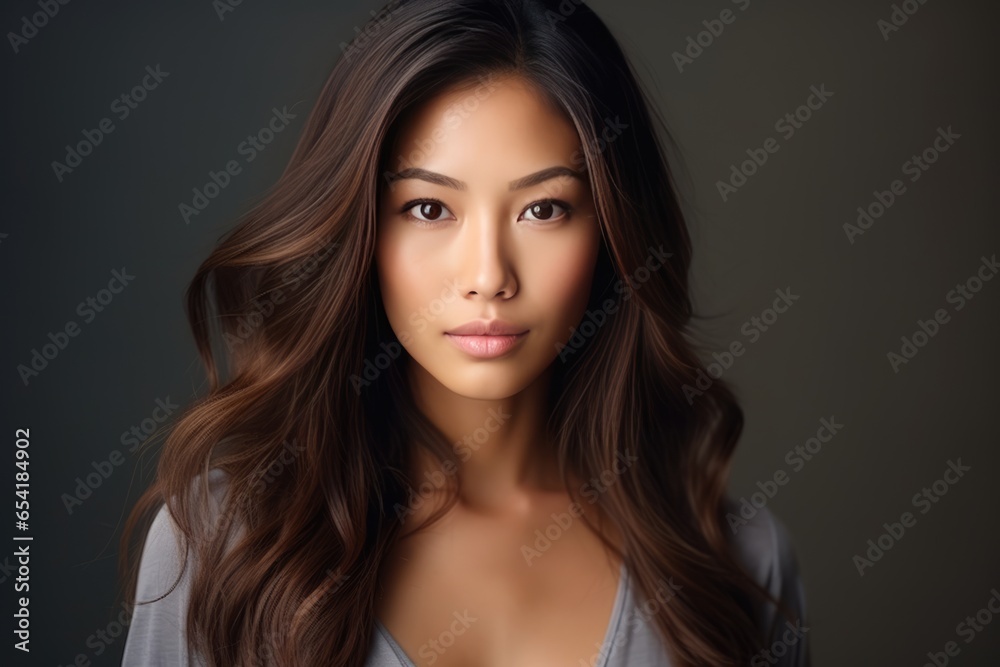 Obraz premium Closeup Portrait Of Young Asian Model With Copyspace
