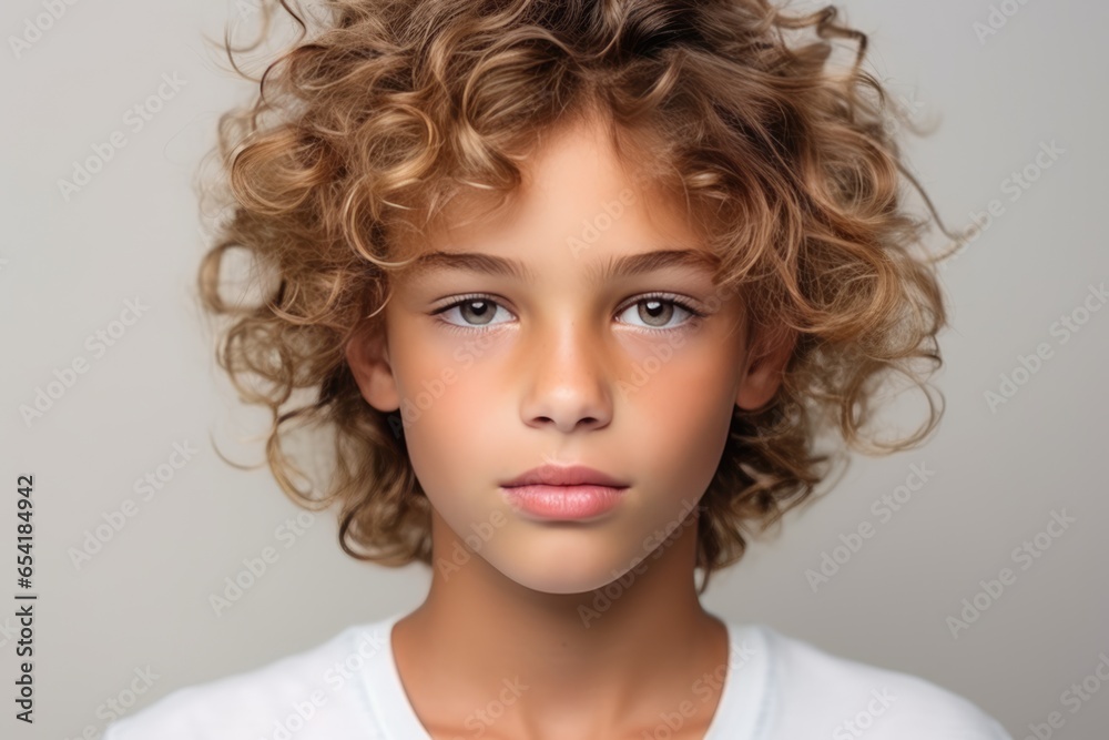 Portrait Of Feminine Boy With Curly Hair . Сoncept Understanding Gender Fluidity, Hairstyling Tips For Curly Hair, Representing Androgyny In Art, Exploring Style Outdoors Portrait Of Feminine Boy With Curly Hair . Сoncept Understanding Gender Fluidity, Hairstyling Tips For Curly Hair, Representing Androgyny In Art, Exploring Style Outdoors