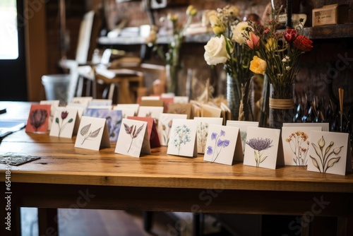 handwritten sympathy cards displayed on a wooden table